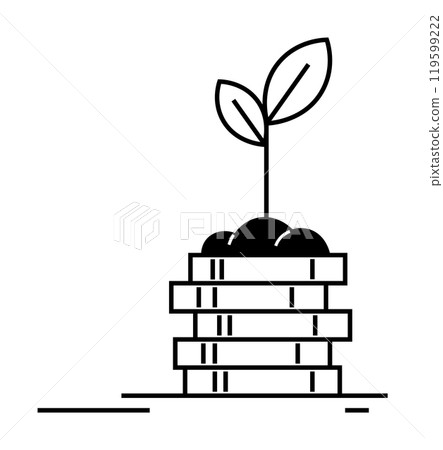 A plant with leaves sprouting from a stack of coins, emphasizing concepts like financial growth, investment, sustainability, and agricultural prosperity. Ideal for business growth, environmental consc A plant with leaves sprouting from a stack of coins, emphasizing concepts like financial growth, investment, sustainability, and agricultural prosperity. Ideal for business growth, environmental consc 119599222