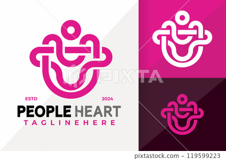Letter U People Heart Logo Icon Vector Design. Creative simple logos designs illustration 119599223
