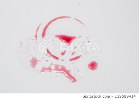 Red Wine Stain on White Background: Design Template for Restaurant Menu Cover or Wine Tasting Invitation 119599414