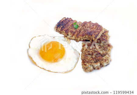Breakfast with goetta and fried egg Breakfast with goetta and fried egg 119599434