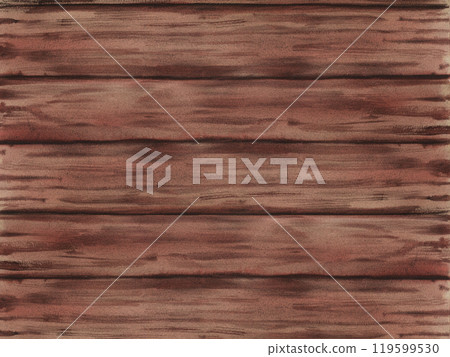 Wooden brown plank texture watercolor background. Empty horizontal natural desks hand painted illustration in rustic style. For poster, signpost, billboard 119599530
