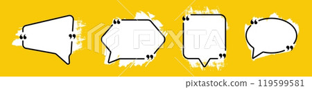 Set of white quote communication frame on yellow background. 119599581