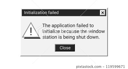 Initialization failed window message in black color. 119599671