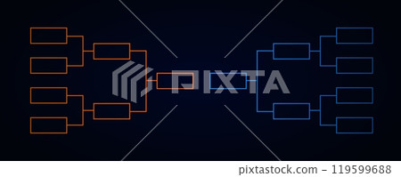 Colorful red and blue tournament charts structure in dark style. 119599688