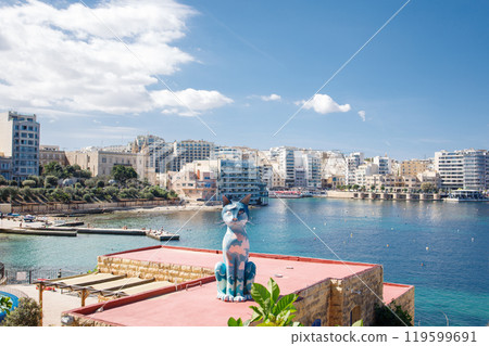St. Julian's town in Malta panoramic view from Sliema 119599691