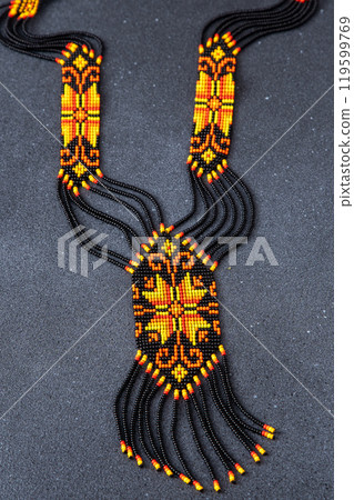 Gerdan is a Ukrainian jewelry decoration made of beads 119599769