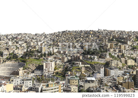View of the modern houses Amman, Jordan, Middle East. Carved, on white background 119599823