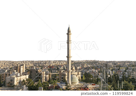 View of the modern houses Amman, Jordan, Middle East. Carved, on white background 119599824