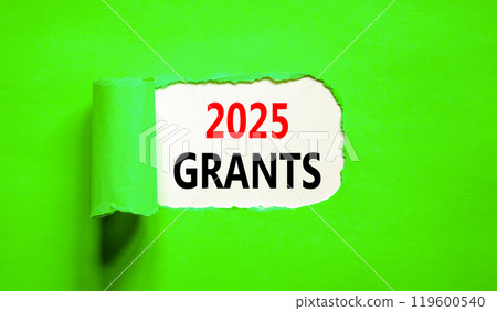 Planning 2025 grants new year symbol. Concept words 2025 Grants on beautiful white paper. Beautiful green paper background. Business 2025 grants new year concept. Copy space. 119600540