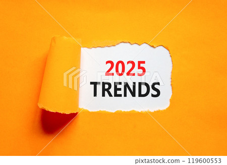 Planning 2025 trends new year symbol. Concept words 2025 Trends on beautiful white paper. Beautiful orange paper background. Business 2025 trends new year concept. Copy space. Planning 2025 trends new year symbol. Concept words 2025 Trends on beautiful white paper. Beautiful orange paper background. Business 2025 trends new year concept. Copy space. 119600553