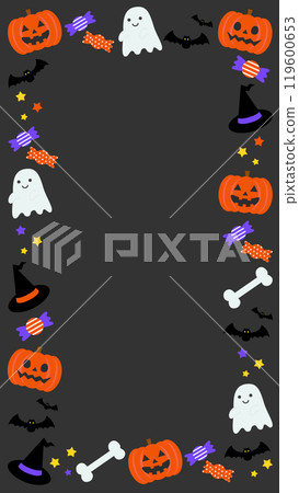 Cute Halloween black frame background vector illustration material [no text] [vertical] 119600653