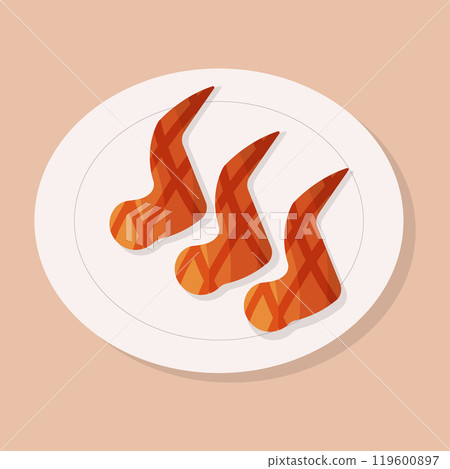 wing chicken plate bbq lies kitchen element 119600897