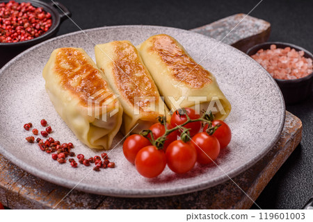 Sweet or savory crepe with different fillings for a hearty breakfast Sweet or savory crepe with different fillings for a hearty breakfast 119601003