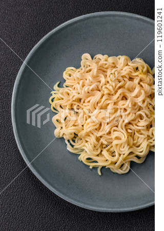 Rice noodles with fish and sauce, salt and spices Rice noodles with fish and sauce, salt and spices 119601241