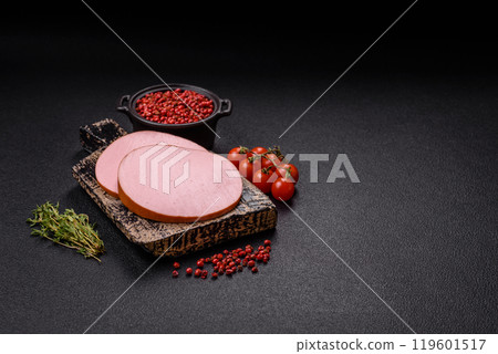 Delicious fresh ham with salt, spices and herbs Delicious fresh ham with salt, spices and herbs 119601517