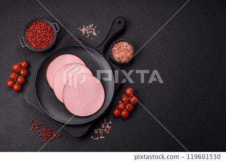 Delicious fresh ham with salt, spices and herbs Delicious fresh ham with salt, spices and herbs 119601530