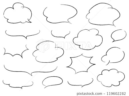 Hand-drawn speech bubble set (pencil style, line drawing only) 119602282