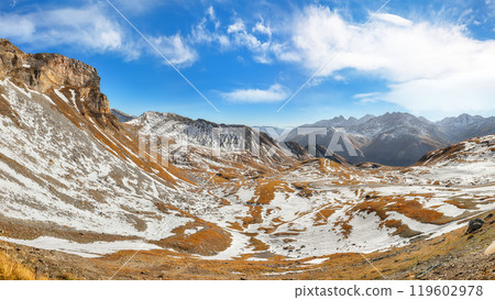 Fabulous view of Grossglockner High Alpine Road at autumn. Fabulous view of Grossglockner High Alpine Road at autumn. 119602978