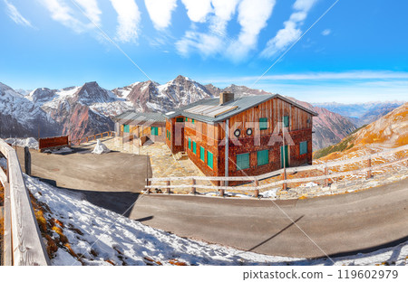 Stunning view of moutaine scenery at Grossglockner High Alpine Road during autumn. Stunning view of moutaine scenery at Grossglockner High Alpine Road during autumn. 119602979