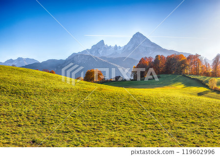Astonishing autumn landscape  and view on  Berchtesgaden National Park . 119602996