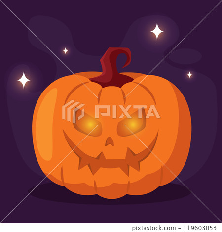 Scary jack-o-lantern pumpkin with sharp teeth design, Vector Scary jack-o-lantern pumpkin with sharp teeth design, Vector 119603053