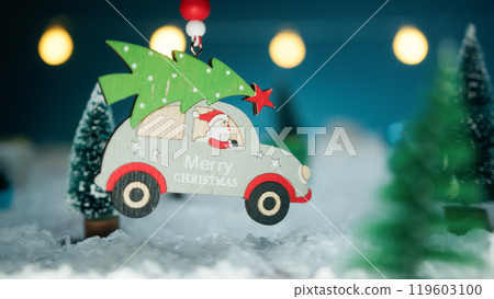 Santa Claus and his car over the snow Santa Claus and his car over the snow 119603100