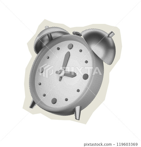 Halftone alarm clock sticker for collage 119603369
