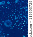Air bubbles in blue water 119603729