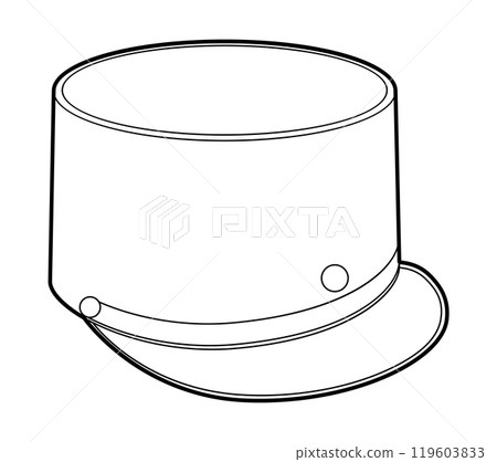 Kepi Hat. Head Fashion accessory cap with flap clothing technical illustration. Vector headgear for Men, women, unisex Kepi Hat. Head Fashion accessory cap with flap clothing technical illustration. Vector headgear for Men, women, unisex 119603833
