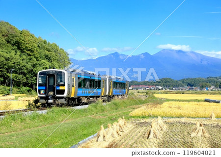 JR小海線列車和淺間山 119604021