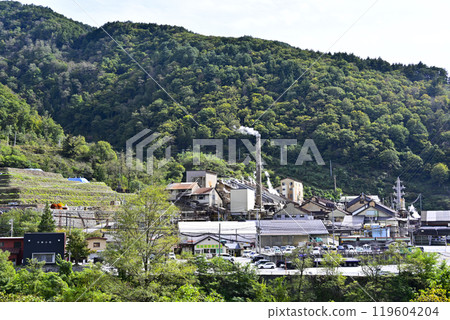 Factory view from Kamioka Kozan-mae Station on the rail mountain bike "Gattangoo" 119604204