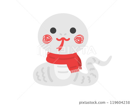 戴著圍巾的白蛇人物插圖 119604238