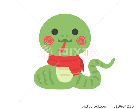 Illustration of a snake character wearing a scarf 119604239