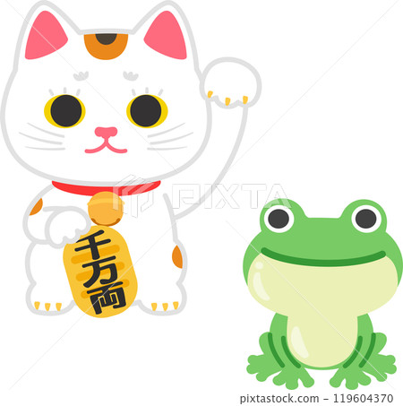Lucky cat and frog figurine Lucky cat and frog figurine 119604370