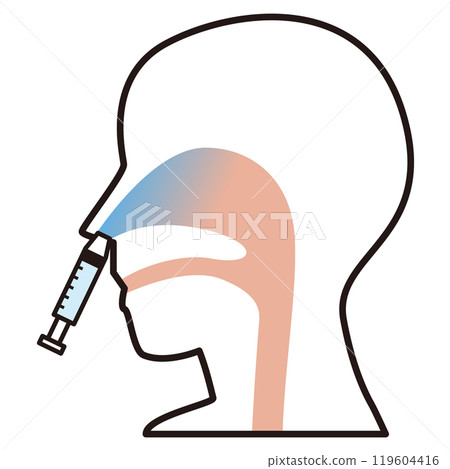 Illustration of intranasal vaccination Illustration of intranasal vaccination 119604416