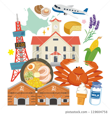 Hokkaido illustration set 119604758