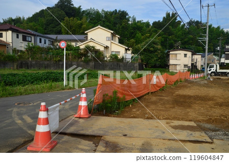 Construction site in a residential area on the outskirts of Tokyo, Hachioji City 119604847