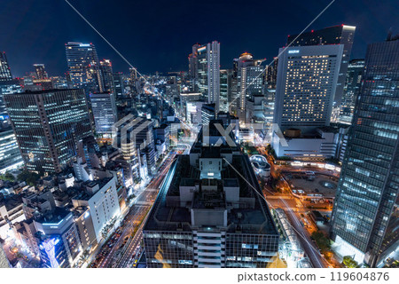 未來派。美麗的大阪夜景。 未來派。美麗的大阪夜景。 119604876