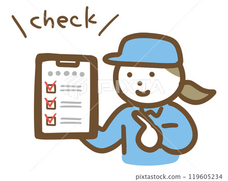 Checklist and young female worker (upper body) 119605234