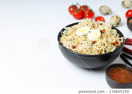 Concept of tasty fast food - instant noodles 119605280