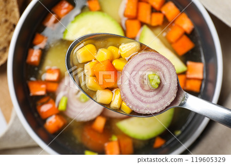 Vegetable soup, healthy nutrition and healthy lifestyle 119605329