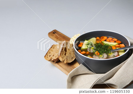 Vegetable soup, healthy nutrition and healthy lifestyle 119605330