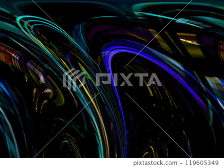 Colorful light marbled graphics on a black background Colorful light marbled graphics on a black background 119605349