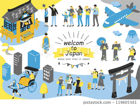 Foreigners enjoying sightseeing in Japan Foreigners enjoying sightseeing in Japan 119605381