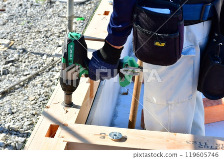 由木匠和其他工匠採用木框架建造方法建造的兩層木屋。 119605746