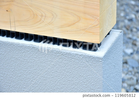 The combination of the foundation, foundation packing, and base, which are the core of a house 119605812