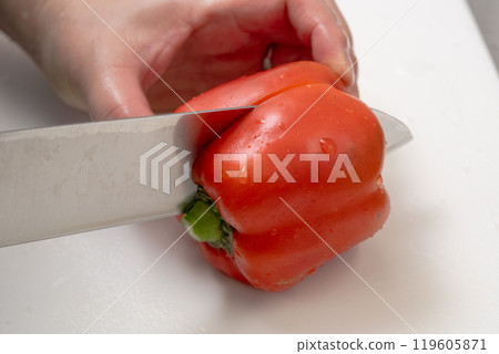 Put a knife into the paprika Put a knife into the paprika 119605871
