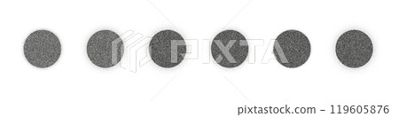 Gradient dots with grainy texture and noise effect. Circular halftone sphere with spray pattern and brush texture. Flat vector illustration isolated on white background. Gradient dots with grainy texture and noise effect. Circular halftone sphere with spray pattern and brush texture. Flat vector illustration isolated on white background. 119605876