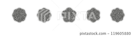 Halftone flower with a starburst pattern and gradient dots. hexagon shapes with grunge noise texture. Flat vector illustration isolated on white background. Halftone flower with a starburst pattern and gradient dots. hexagon shapes with grunge noise texture. Flat vector illustration isolated on white background. 119605880