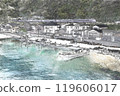 Aerial view of Wakikawa Fishing Port on the Uetsu Main Line Aerial view of Wakikawa Fishing Port on the Uetsu Main Line 119606017